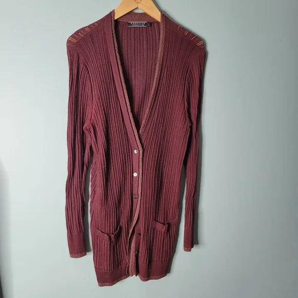 Peruvian Connection Red Open Airy Knit Cardigan Size L - Picture 1 of 2